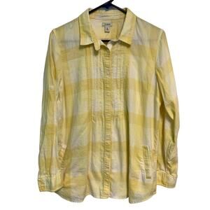 L.L. Bean Vintage Women’s Yellow Plaid Casual Button Up Long Sleeve Size Medium